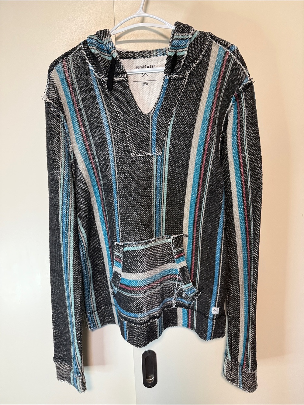 Striped Black Crewneck Baja Hoodie Sweater - Departwest